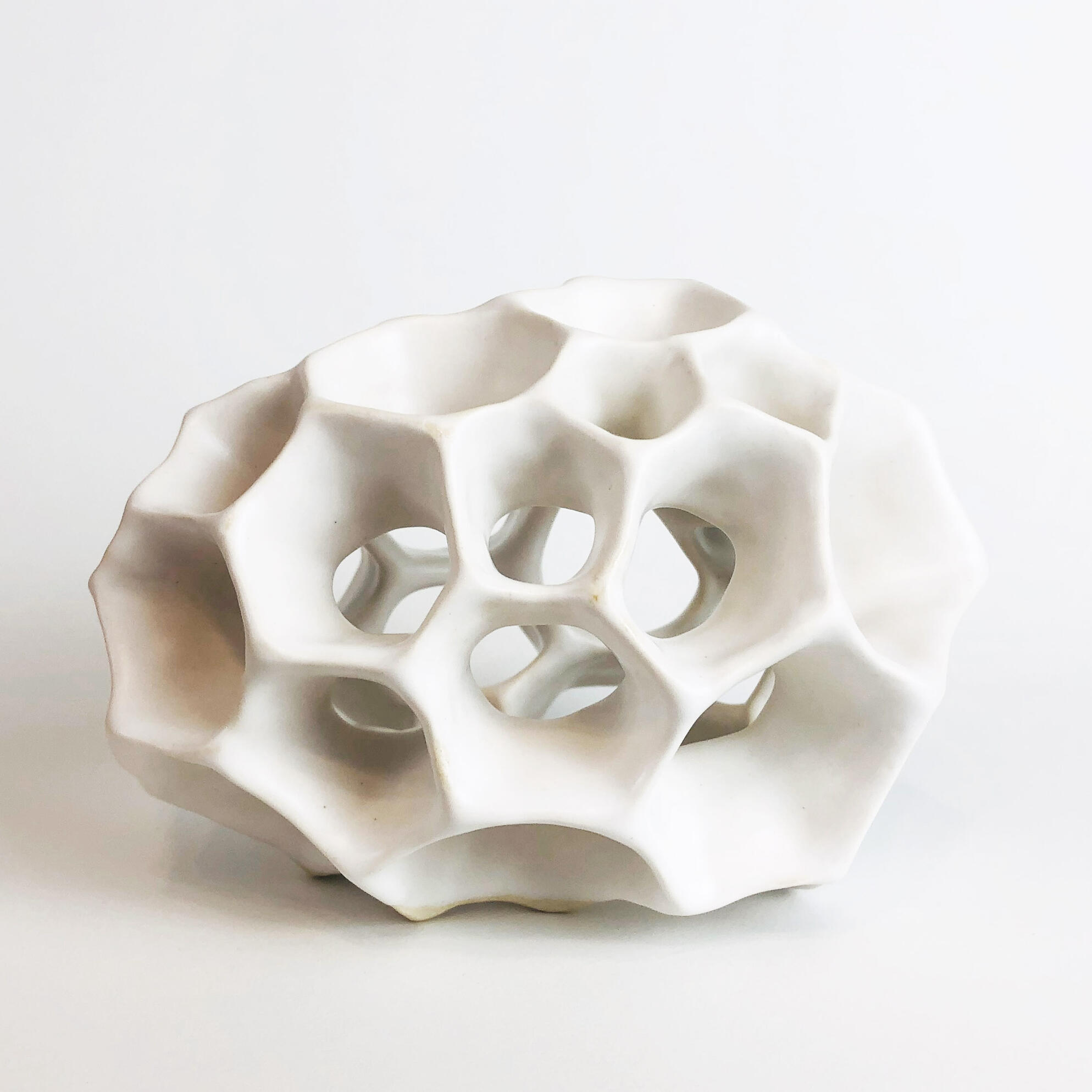 Honeycomb Ceramic, 2021, sculpted stoneware, satin white glaze