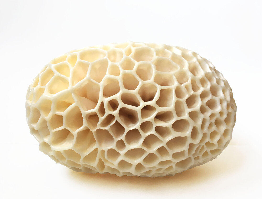 Cellular Form, 2017, cotton fabric, adhesive, beeswax